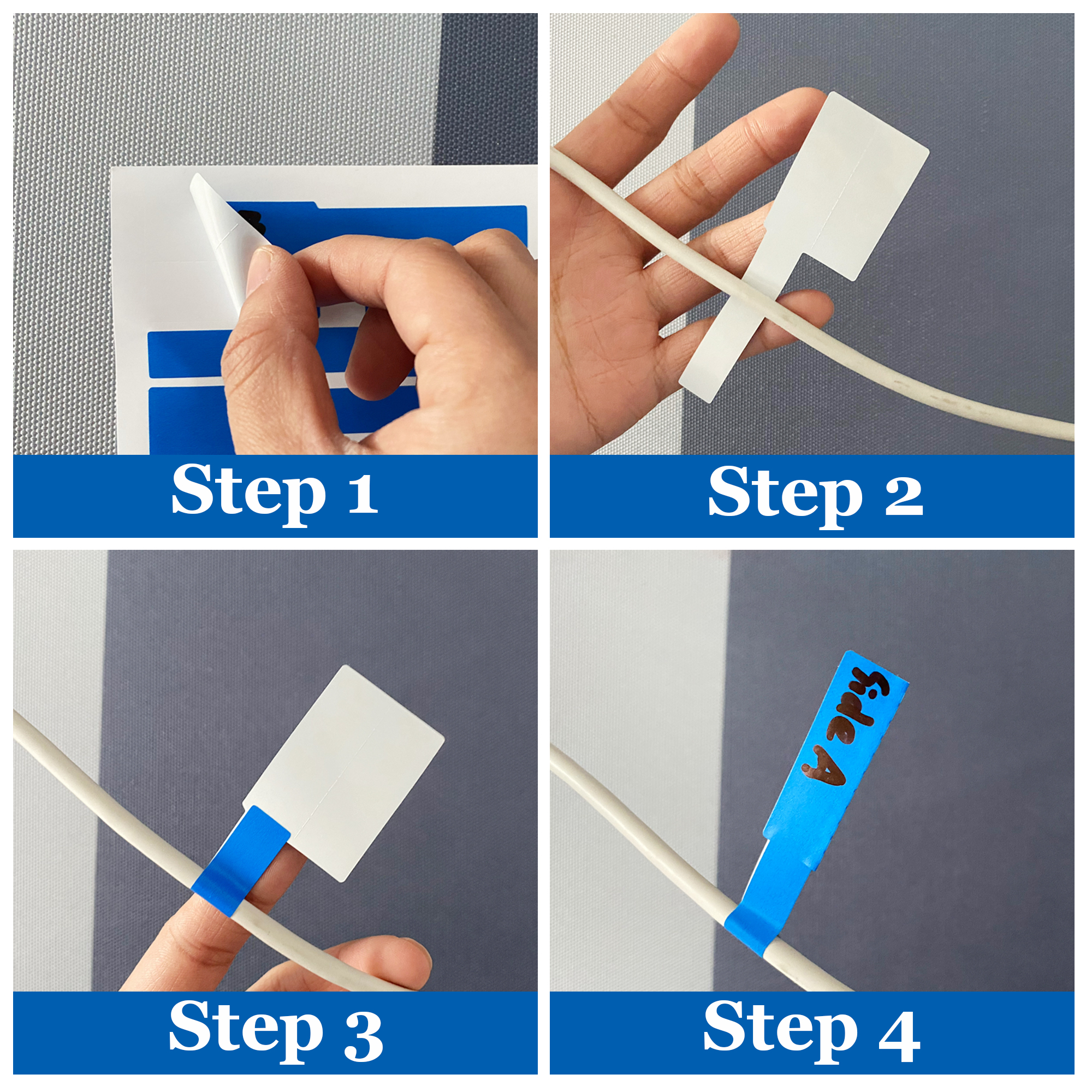 Mr-Label 25.4 x 57.2mm Self-Laminating White Wrap Around Cable Labels –  Laser Printer Only – for Wire Marker Identification – MR-LABEL