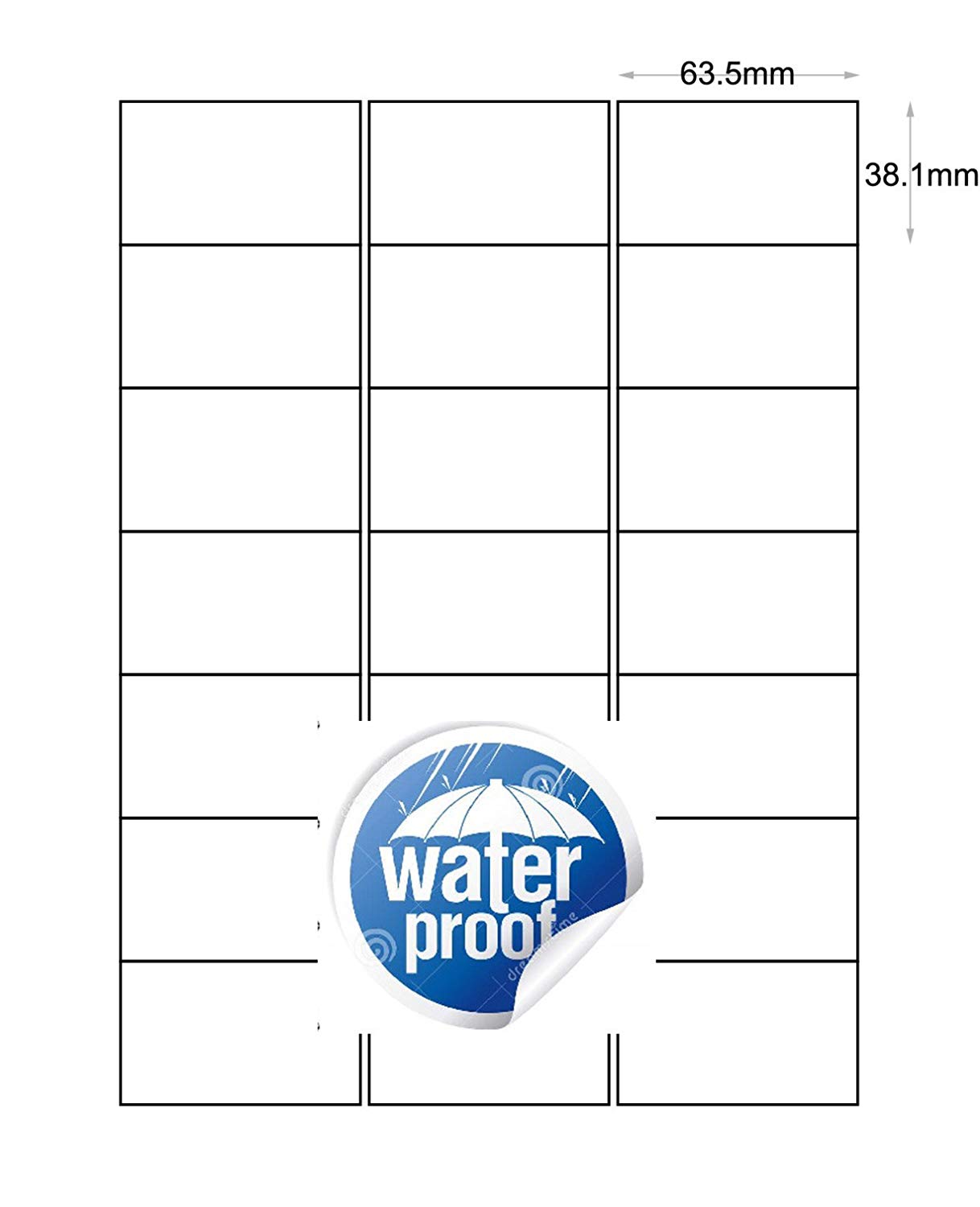 MrLabel 63.5 x 38.1mm Waterproof Removabl Labels A4 Sheet Tear