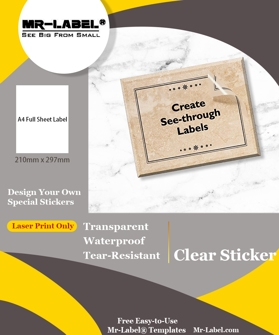 Round Clear Transparent See Through Waterproof A4 Laser Printer Labels 