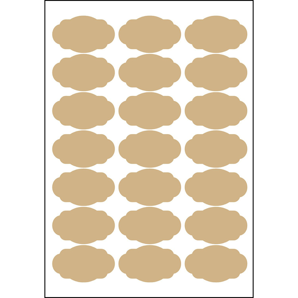 Mr Label Brown Scallop Oval Kraft Labels A4 Sheet Self Adhesive 