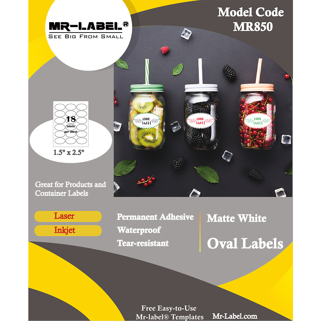 Mr-Label 200.200″ x 20.200″ Oval White Sticker Label – Waterproof and Within Sticker Label Printing Template