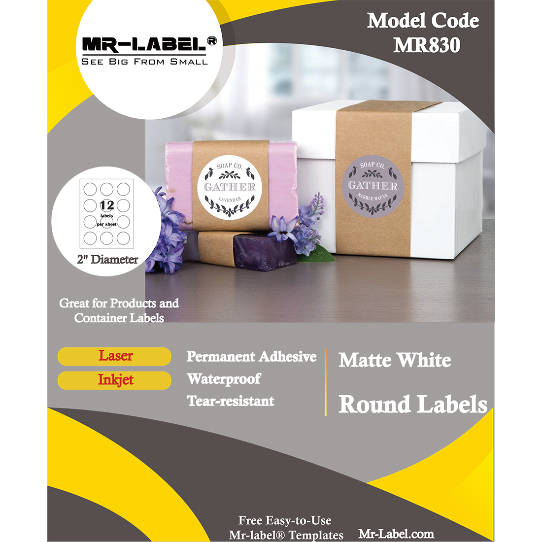 Sticker Sheets For Printer Mr-Label 1.5" X 2.5" Oval White Sticker Label - Waterproof And Tear-Resistant - For Inkjet & Laser Printer - For Gift Decoration|Hand Craft (25 Sheets Total 450 Labels