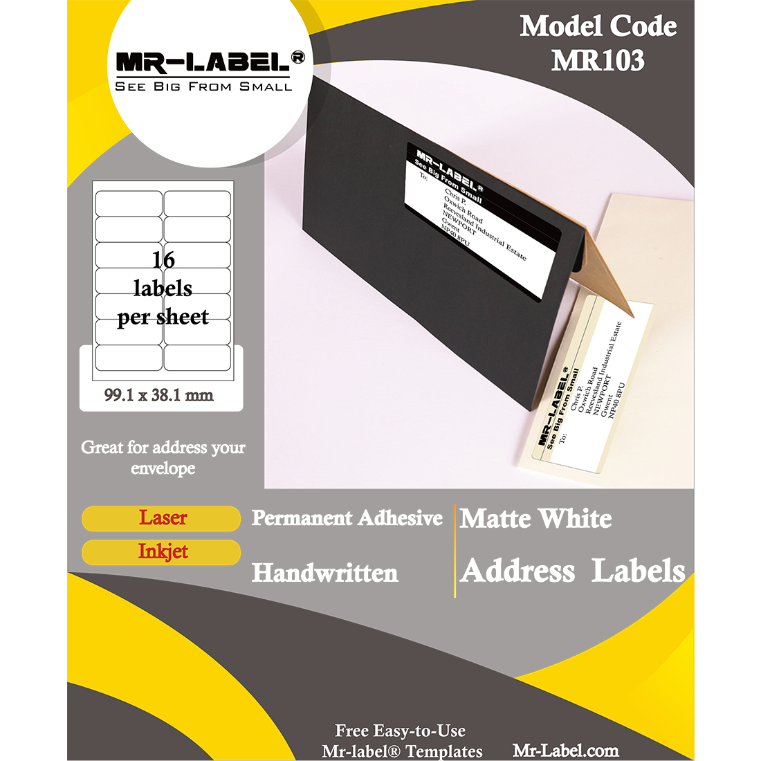 Mr-Label 22.22 x 22.22 mm Matte White Mailing Address Labels – Self In Package Address Label Template