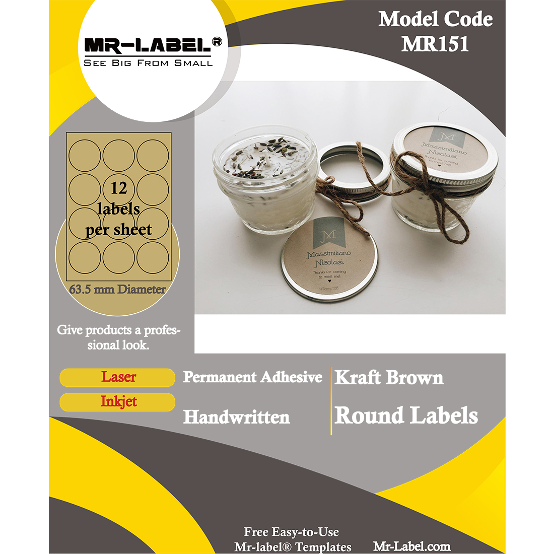 thumbnail image 2 of 38.1 X 63.5 Mm Brown Scallop Oval Kraft Labels – For Inkjet And Laser Printer – Self... 2 of 9