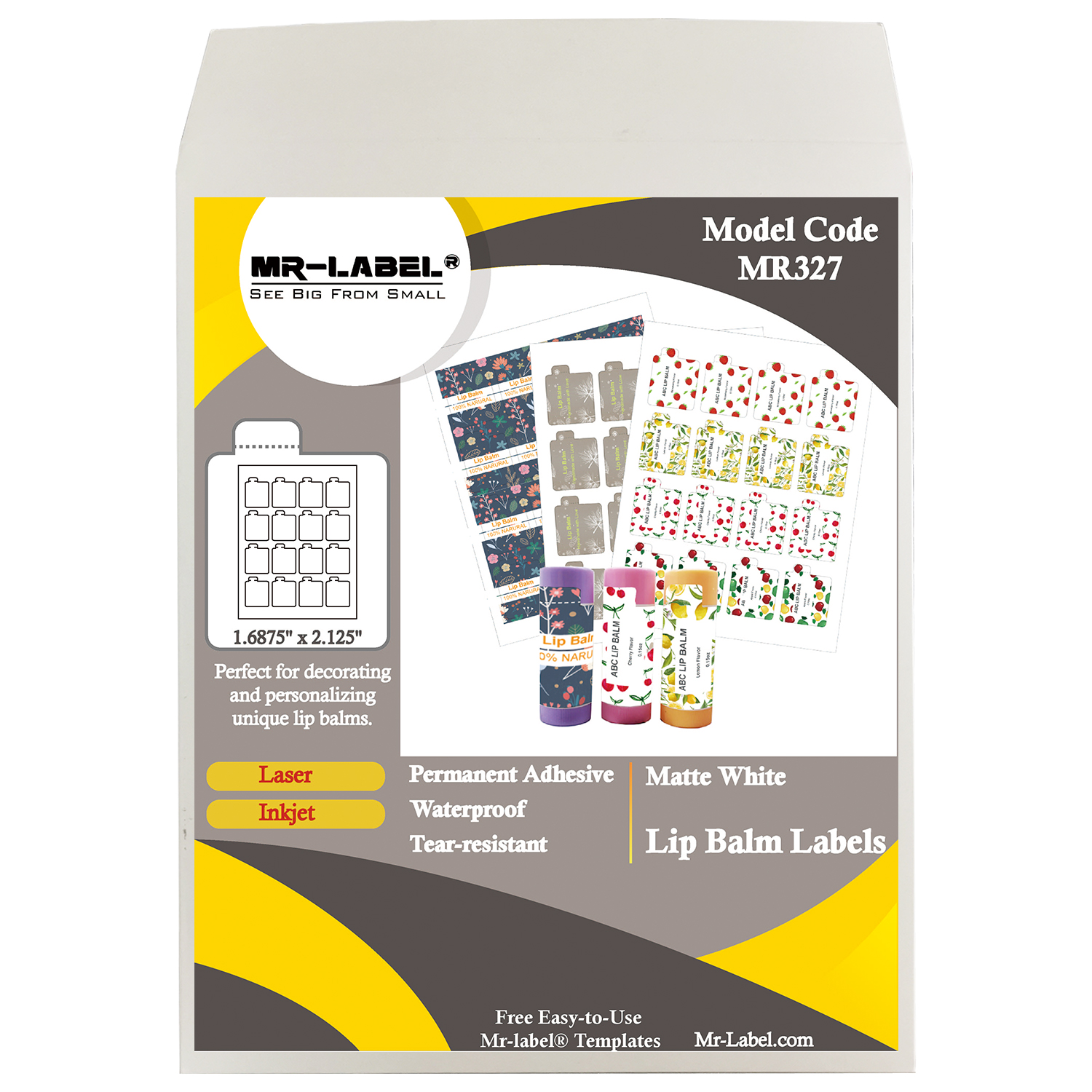 MR-Label White Lip Balm Labels with Tamper Tab – Waterproof & Tear Inside 2.125 X 1.6875 Label Template
