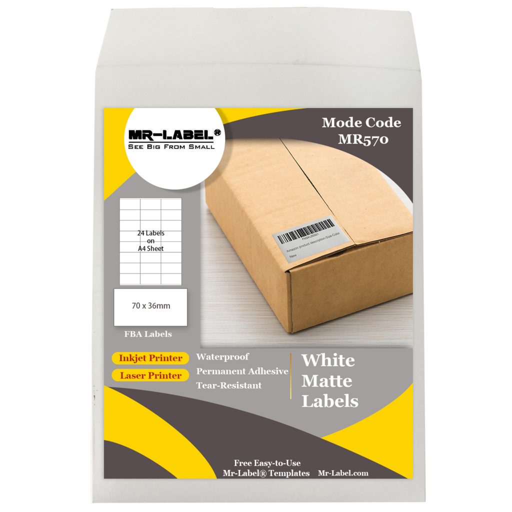 MrLabel 70 x 36mm Matte White FBA Labels Permanent Adhesive Jar