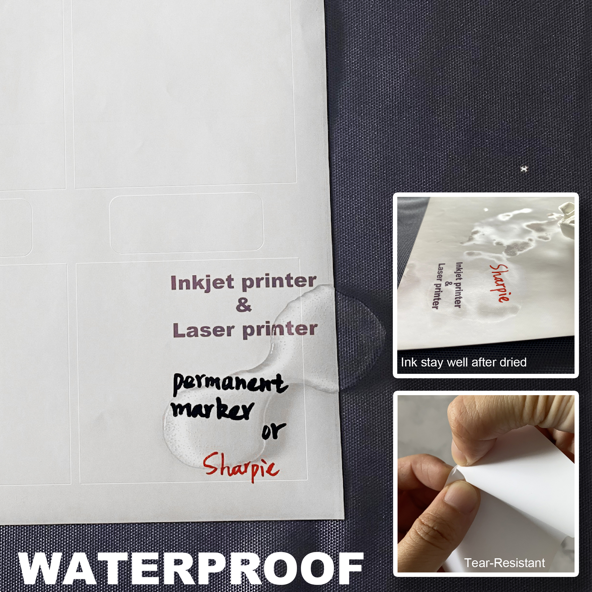 Mr-Label-Waterproof Blank Water Bottle Labels–US Letter Sheet – for  Inkjet, Laser Printer-Self-Adhesive Wraparound-for 16oz. Water Bottle-Matte  White-for Wedding, Baby Shower