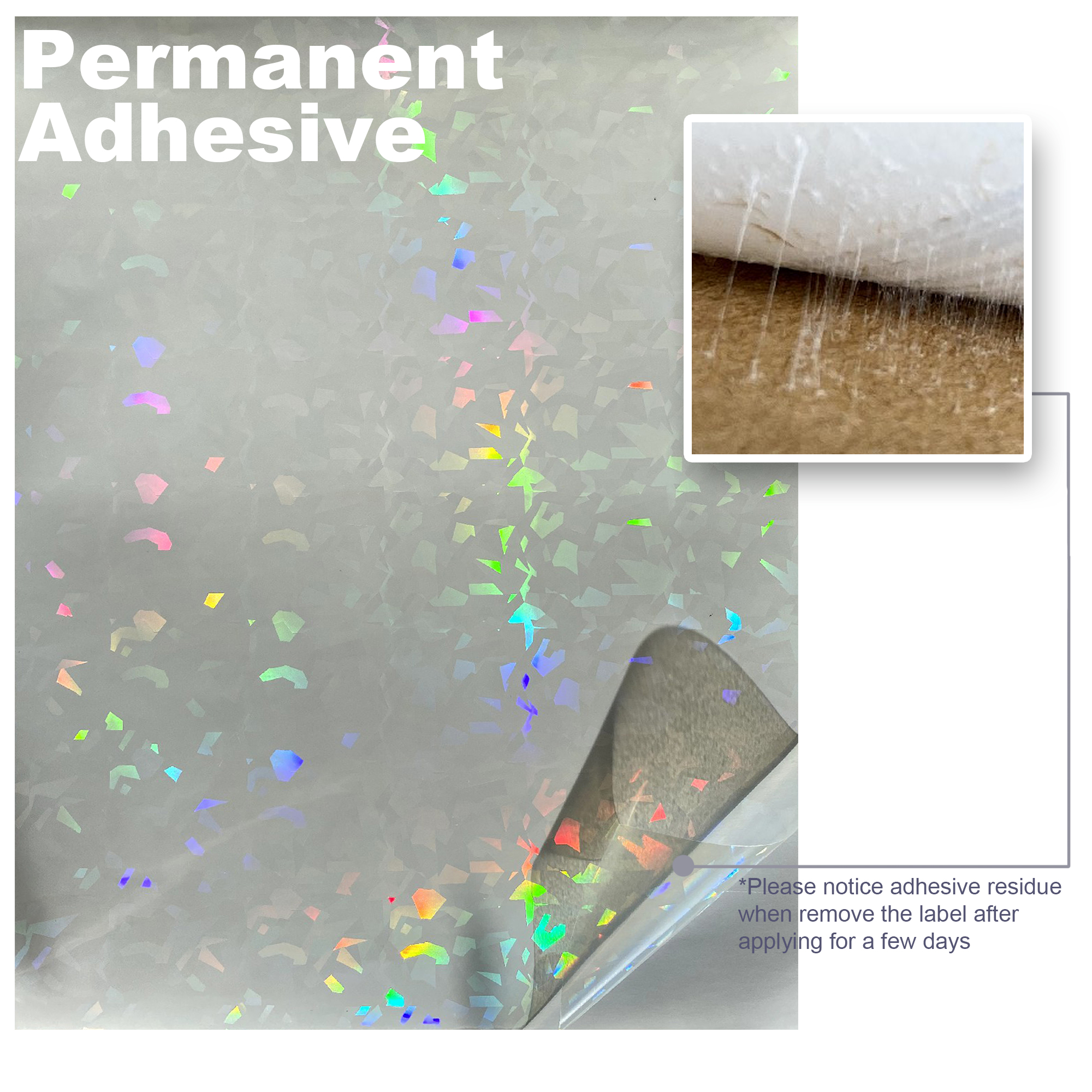 Holographic adhesive gloss permanent vinyl sheet sticky vinyl