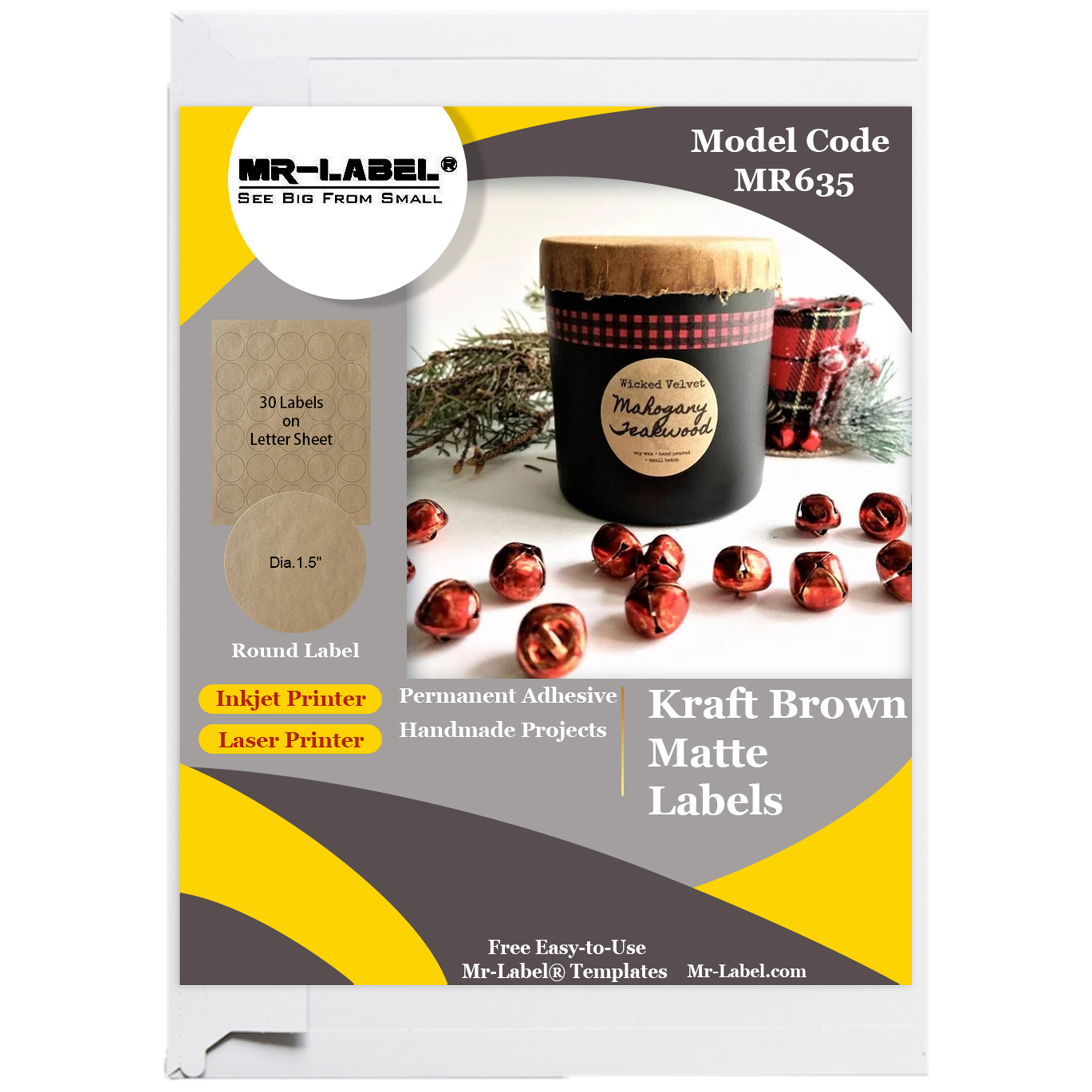 Natural Eco A4 Brown Kraft Round Paper Labels Inkjet Printer 20 Sheets Laser 