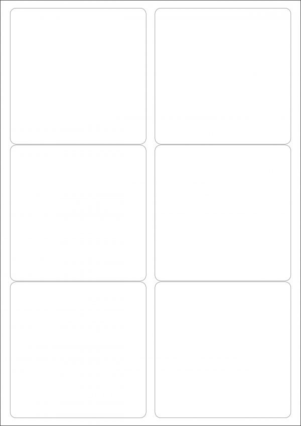 MR123 – 95 x 95 mm – A4 Sheet – 6 Rectangular Rounded Corners – MR-LABEL