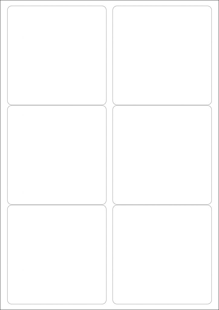 MR123 – 95 x 95 mm – A4 Sheet – 6 Rectangular Rounded Corners – MR-LABEL