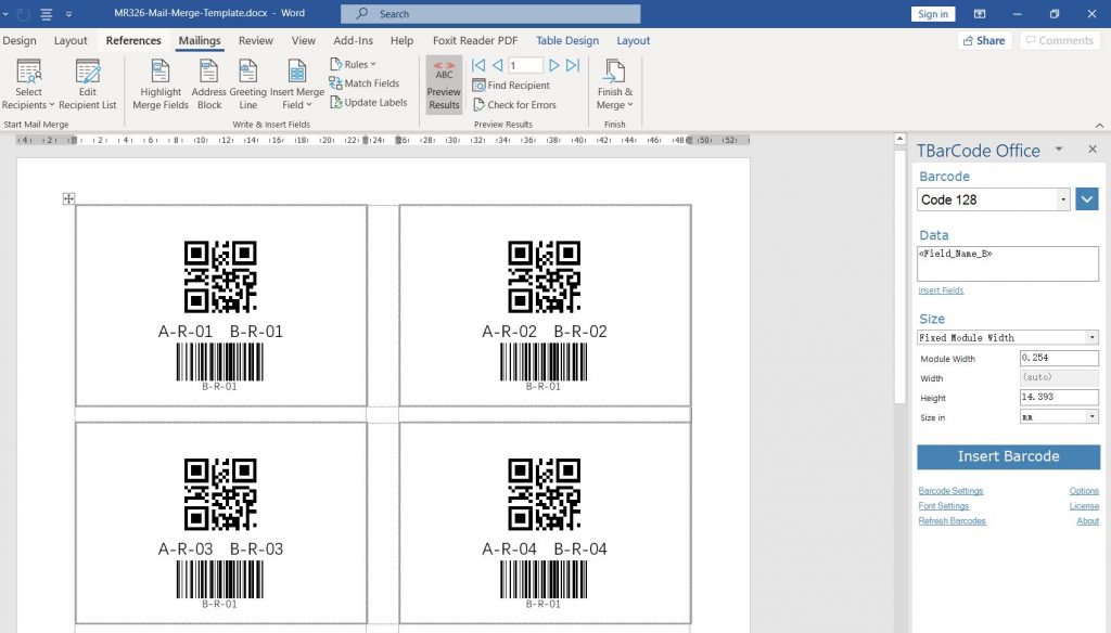 How to use TBarcode Add-in – MR-LABEL